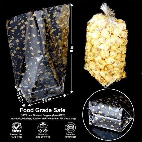 أكياس Gusset السفلية 50pcs 8x12 "Silver Star Clear Cellophane أكياس الأكياس البلاستيكية أكياس تشيلو أكياس علاج الأكياس بشكل كبير الحفلات in Kuwait