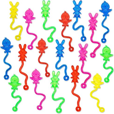 25Pcs Easter Sticky Hands for Kids, Stretchy Sticky Rabbit and Chicks Bulk for Easter Basket Stuffers, Children Gifts for Goodie Bags Stuffers Students Rewards, Party Favors for Kids Boys Girls in Saudi Arabia