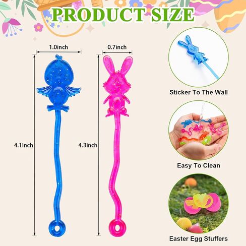 25Pcs Easter Sticky Hands for Kids, Stretchy Sticky Rabbit and Chicks Bulk for Easter Basket Stuffers, Children Gifts for Goodie Bags Stuffers Students Rewards, Party Favors for Kids Boys Girls in Saudi Arabia