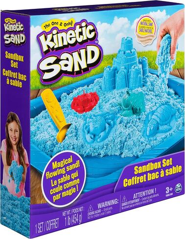 Kinetic Sand, Sandbox Set Kids Toy with 1lb All-Natural Blue and 3 Molds, Sensory Toys for Kids Ages 3 and Up in Saudi Arabia