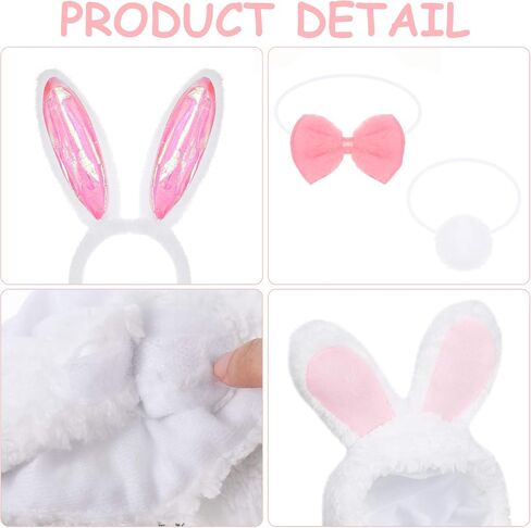 Weewooday 3 مجموعة الكلب أرنب أذني عيد الفصح ، الكلب رئيس Cat Cat Rabbit Ear Hat لطيف Pet Bow Propy Plush Plush Tail لإكسسوارات أزياء عيد الفصح للحيوانات الأليفة (Vivid) in Kuwait