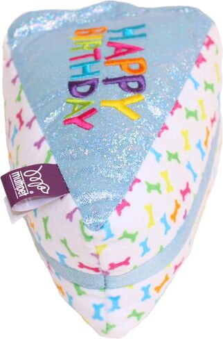 Multipet Birthday Cake Slice Dog Toy - Dog Birthday Toy w/Squeaker & Crinkles - Polyester Plush Dog Toys - Cute Pet Toy for Chewing & Playing - Perfect Dog Gifts for All Dogs (6", Blue) in Saudi Arabia
