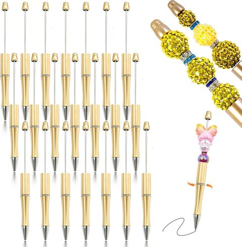 15 Pieces Beadable Pens - Beaded Pens Colourful Plastic Diy Black Ink Ballpoint Pens Bulk - Bead Pens Suitable For Teacher, Students, Office, School, Graduation Gift Supplies in Saudi Arabia