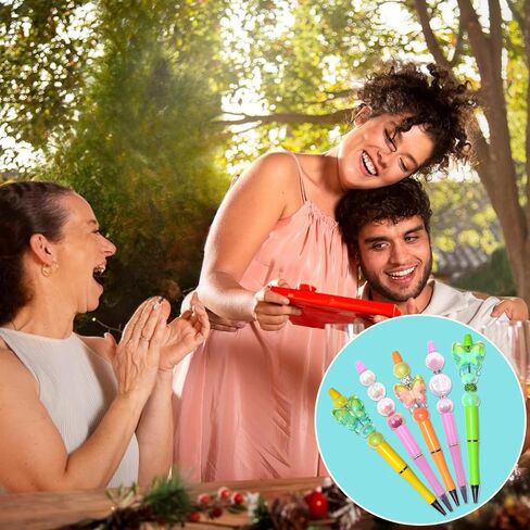 15 قطعة قابلة للخرز - أقلام أقل من الخرز ديي بلاستيك الحبر الأسود الحبر أقلام أحمال حدة - أقلام حبة مناسبة للمعلم ، الطلاب ، المكتب ، المدرسة ، لوازم هدايا التخرج in Saudi Arabia