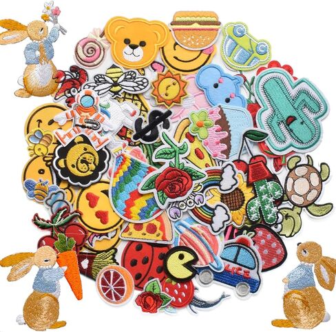 63pcs Including 60pcs Random Assorted Styles Embroidered Patches and 3 Pack Delicate Rabbit,Sew On/Iron On Patch Applique for Clothes,Dress,Hats,Backpacks,Jeans,DIY Accessories in Saudi Arabia