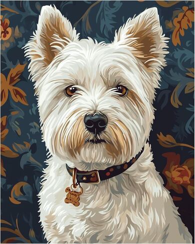 Westie Dog Paint by Numbers Kits for Adults, West Highland White Terrier Paint by Numbers, Dog Paint by Numbers Kit for Adults, Easy Animal DIY Oil Home - Cute Dogs Home Wall Decor(16x20inch) in Saudi Arabia