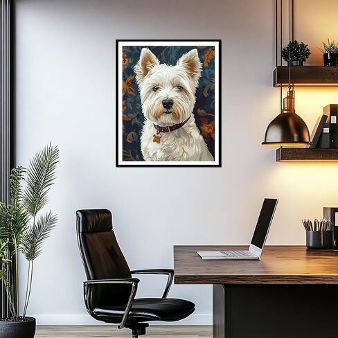 Westie Dog Paint by Numbers Kits for Adults, West Highland White Terrier Paint by Numbers, Dog Paint by Numbers Kit for Adults, Easy Animal DIY Oil Home - Cute Dogs Home Wall Decor(16x20inch) in Saudi Arabia