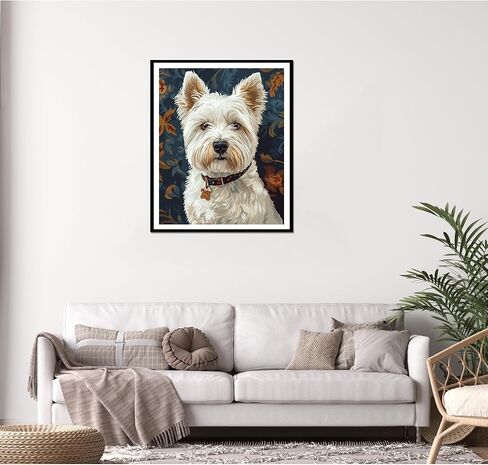 Westie Dog Paint by Numbers Kits for Adults, West Highland White Terrier Paint by Numbers, Dog Paint by Numbers Kit for Adults, Easy Animal DIY Oil Home - Cute Dogs Home Wall Decor(16x20inch) in Saudi Arabia
