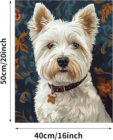 Westie Dog Paint by Numbers Kits for Adults, West Highland White Terrier Paint by Numbers, Dog Paint by Numbers Kit for Adults, Easy Animal DIY Oil Home - Cute Dogs Home Wall Decor(16x20inch) in Saudi Arabia