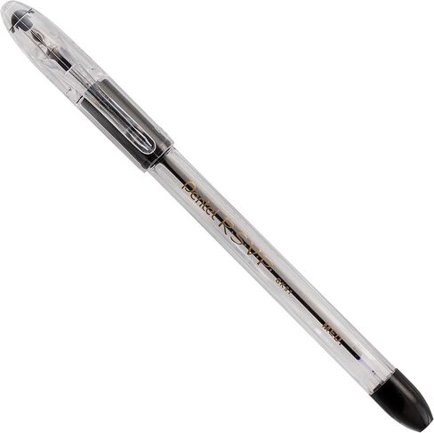 Pentel(R) R.S.V.P.(R) Ballpoint Pens, 1.0 mm, Medium Point, Clear Barrel, Black Ink, Pack Of 12, BK91-A in Saudi Arabia