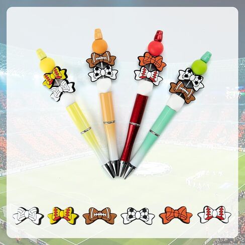 12Pcs Sport Silicone Focal Beads for Pens, Characters, Keychain Making, Colorful Rubber Beads Charms for Bracelet, Necklace, Handmade Crafts in Saudi Arabia