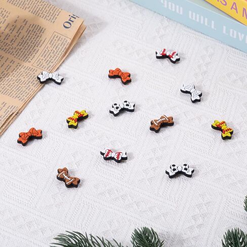 12Pcs Sport Silicone Focal Beads for Pens, Characters, Keychain Making, Colorful Rubber Beads Charms for Bracelet, Necklace, Handmade Crafts in Saudi Arabia