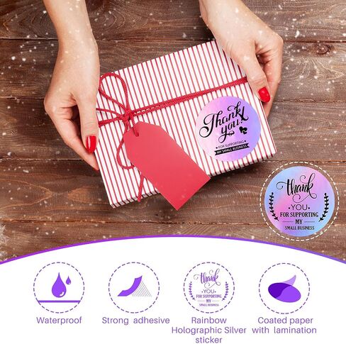 1120 PCS Thank Thank You Process and Stickers ، قم بتضمين 120 بطاقة عمل 1000 علامة رول شكرًا لك على دعم حزمة ملصقات الأعمال الصغيرة الخاصة بي (نمط التصوير المجسم) in Kuwait