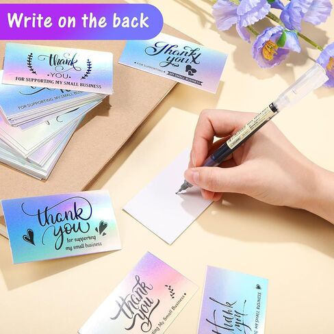 1120 PCS Thank Thank You Process and Stickers ، قم بتضمين 120 بطاقة عمل 1000 علامة رول شكرًا لك على دعم حزمة ملصقات الأعمال الصغيرة الخاصة بي (نمط التصوير المجسم) in Kuwait