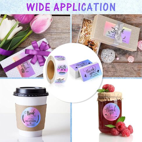 1120 PCS Thank Thank You Process and Stickers ، قم بتضمين 120 بطاقة عمل 1000 علامة رول شكرًا لك على دعم حزمة ملصقات الأعمال الصغيرة الخاصة بي (نمط التصوير المجسم) in Kuwait