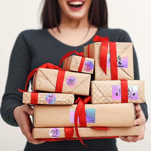 1120 PCS Thank Thank You Process and Stickers ، قم بتضمين 120 بطاقة عمل 1000 علامة رول شكرًا لك على دعم حزمة ملصقات الأعمال الصغيرة الخاصة بي (نمط التصوير المجسم) in Kuwait