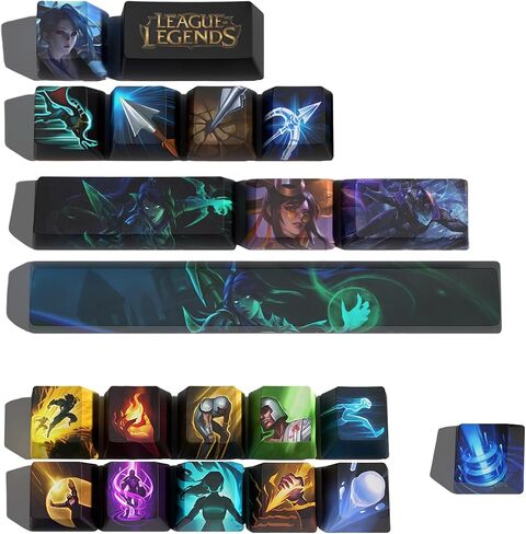مجموعة أغطية مفاتيح LOL Champion Skill ومجموعة أغطية مفاتيح Summoner Spell، أغطية مفاتيح مخصصة من League of Legends OEM ملف تعريف 21 مفتاحًا للوحات المفاتيح الميكانيكية (Jinx) in Saudi Arabia