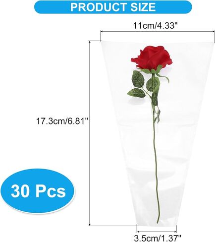 PATIKIL Flower Wrapping Bag, Kraft Paper 30 Pack, Black Floral Bouquet Packing Sleeves for Wedding Birthday Graduation Anniversary Arrangement Gift, 17.3x11x3.5 in Saudi Arabia
