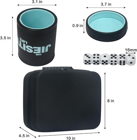 Leather Dice Cup Set Lined Quiet Dice Shaker Cup with 5 Dice Cup with Lid and 30 Acrylic Dices Exclusive Storage and Transport Case for Travel Yahtzee Game Farkle Classic Dice Liars Dice (Mixed A) in Saudi Arabia