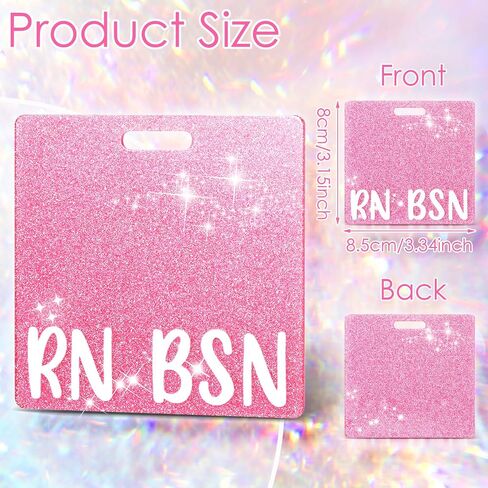 Pink RN BSN Badge Card Glitter Nurse Badge Buddy Nurse Badge Holder ID Name Identification Badge Accessories for Women Coworkers Resident Nurses Aesthetic in Kuwait