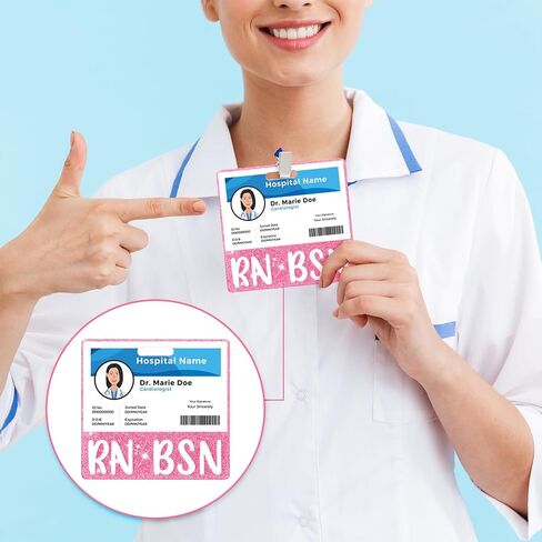 Pink RN BSN Badge Card Glitter Nurse Badge Buddy Nurse Badge Holder ID Name Identification Badge Accessories for Women Coworkers Resident Nurses Aesthetic in Kuwait