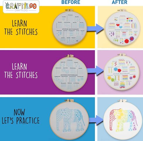 CRAFTILOO Embroidery Kit for Beginners Cross Stitch Kits for Beginners Needlepoint Kits for Adults Embroidery Kits for Adults Cross Stitch kit Beginner Embroidery kit for Adults Elephant in Saudi Arabia