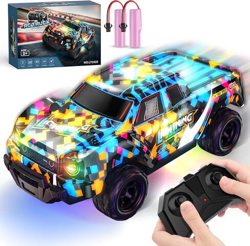 Remote Control Car for Boys 4-7, Off Road Mini RC Car for Kids, Cool Light Up 1/24 Scale Hobby RC Cars Truck Race Car Toy Christmas Birthday Gifts for 3 4 5 6 7 8 Years Old Boys in Saudi Arabia