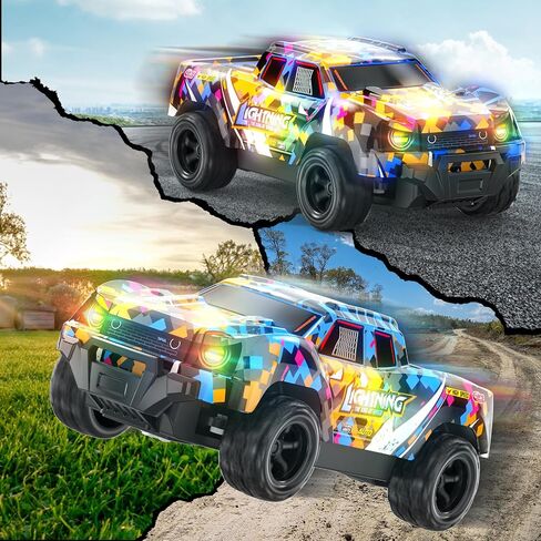 Remote Control Car for Boys 4-7, Off Road Mini RC Car for Kids, Cool Light Up 1/24 Scale Hobby RC Cars Truck Race Car Toy Christmas Birthday Gifts for 3 4 5 6 7 8 Years Old Boys in Saudi Arabia
