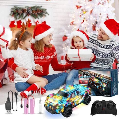 Remote Control Car for Boys 4-7, Off Road Mini RC Car for Kids, Cool Light Up 1/24 Scale Hobby RC Cars Truck Race Car Toy Christmas Birthday Gifts for 3 4 5 6 7 8 Years Old Boys in Saudi Arabia