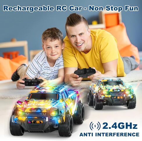 Remote Control Car for Boys 4-7, Off Road Mini RC Car for Kids, Cool Light Up 1/24 Scale Hobby RC Cars Truck Race Car Toy Christmas Birthday Gifts for 3 4 5 6 7 8 Years Old Boys in Saudi Arabia