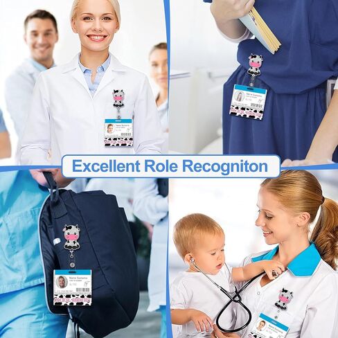 Plifal CNA Nurse Badge Reel Buddy Set - Student Nurse Nursing Retractable ID Clip Holder,Cute Cow Horizontal Alligator Clips with Card for Nurse Name Tag Hospital Work Accessories Essentials in Saudi Arabia