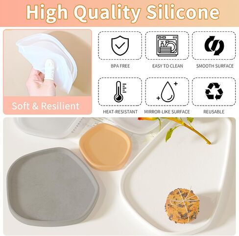 Resin Tray Molds, Irregular Combination Rolling Tray Molds for Epoxy Resin, Silicone Resin Molds with Edges, Clearance Resin Molds Silicone for Serving Tray, DIY Holder Resin Casting Molds in Kuwait