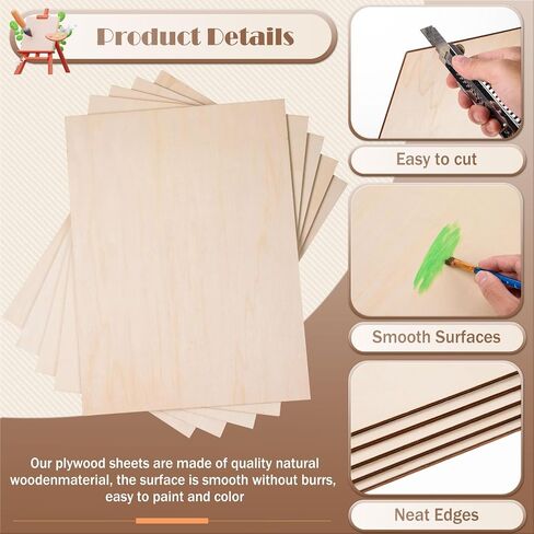 Modooris 12 PCS Basswood Sheets للحرف اليدوية ، 12 × 16 × 1/8 بوصة من أوراق الخشب الرقائقي 3 مم من الخشب غير المكتملة لحرف DIY ، قطع الليزر ، حرق الخشب ، البيروغرافيا ، النماذج المعمارية ، الرسم in Kuwait