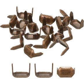 uxcell 20pcs من النحاس المصنوع من الجلد الأصفر ، 8 × 5 مم من مسامير مخلب الشق ، وحلقات الحزام الجلدية المستطيل حامل لقفل حزام حارس الجلود إصلاح الموصل ، البرونز ،