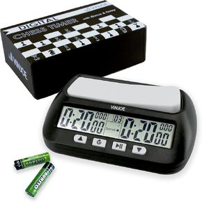 VINJOE Chess Clock Digital Chess Timer Professional for Board Games,Portable Digital Chess Clock & Game Timer with Basic,Bonus,Delay and Positive Time Features Best Gifts for Christmas(Without Battery