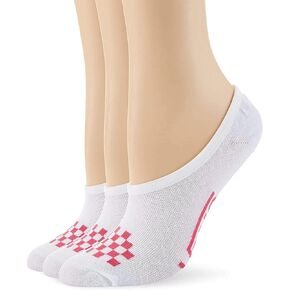 Vans Super No Show Socks - Women's and Girls (White/Pink Check, Girls Shoe Size 1-6)