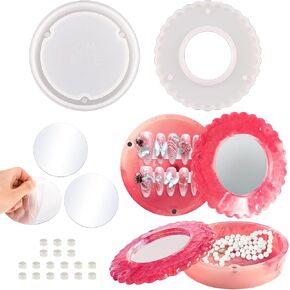 Storage Box Molds, Laciness Compact Epoxy Resin Molds Silicone, Storage Container with Magnetic Lid Design, Perfect Pocket Makeup Case for Jewelry, Earring, Pendant, Necklace
