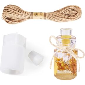 Cheriswelry Small Bottle Molds Resin Wishing Bottle Molds 3D Pendants Silicone Casting Molds Jar Resin Molds with Jute Cord 50x32x32mm for Epoxy Crafts Decor Jewelry Making
