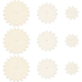 OLYCRAFT 9pcs Unfinished Wooden Gears Undyed Wood Pendants Gear Slices Charms Steampunk Wood Gear Pieces Embellishments Unfinished Wooden Gear Pieces Crafts for DIY Crafting