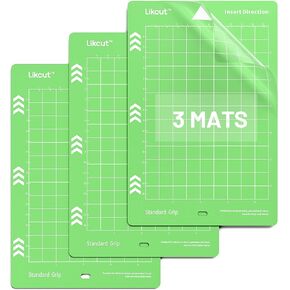 Cutting Mat for Glee S501 Cutter, 4.5" X 6.5" Standard Grip Mat for DIY Crafty, 3 Packs Likcut Accessories Mats, Adhesive Sticky Green Quilting Replacement Cut Mats for Iron On, Vinyl and More