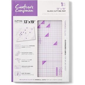 Toughened Glass Cutting Mat (13" x 19") - Easy Clean Smooth Surface For Gluing & Inking - Multi-functional Crafting Capabilities - Includes Popular Card Sizes for Easy Measures by Crafter’s Companion