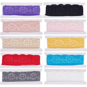 FREEBLOSS 22Yards Flower Trim 10 Colors Lace Trim Lace Ribbon 0.98inch Width Floral Lace Design Lace Ribbons for Crafts Decorative Trim for Sewing Fabric