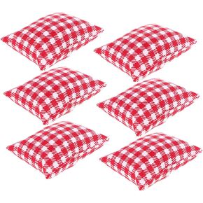 TOYANDONA 6pcs Doll House Pillow 1:12 Dollhouse Pillow Mini Furniture Models Miniature Dollhouse Throw Pillows Doll Throw Cushion Miniature Cushion Miniature Throw Pillows Cloth Red