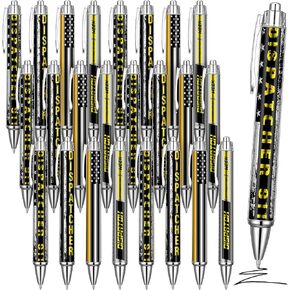 Sherr 25 Pcs Dispatcher Gifts Yellow Flag Ballpoint Pen Retractable Black Ink Point Pens Christmas Gifts Personalized Gift for 911 Dispatcher Professionals First Responders Birthday