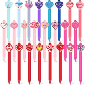 24 Pcs Cute Pens Cartoon Pens Funny Pen Writing Kawaii Ballpoint Pens Retractable Black Ink Pens Birthday Party Gifts for Kids Students Office Supplies School Stationery(Red,Cute)