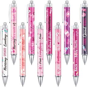 10 Pcs Nurse Ballpoint Pens Lovely Cartoon Nurse Pens Cute Retractable Nursing Pens Funny Ink Ballpoint Pens for Medical Assistants Students Workers Office Nurse Appreciation Gifts (Modern Style)