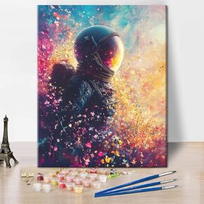 TUMOVO Astronaut Paint by Number, Colorful Paint by Numbers for Adults Beginner, DIY Oil Painting by Numbers on Canvas with Brushes and Pigment for Gifts, 16x20 Inch(Without Framed)