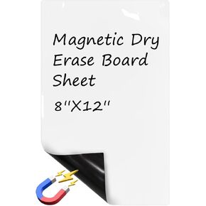 Magnetic Dry Erase Board Sheet for Fridge, 12"x8" Reuasble & Erasable White Board Sheet, Smooth and Flexible Small Magnet Blank Notepad for Home Kitchen Organizer and Planner - 1 Pack
