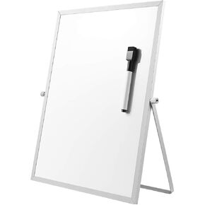 STOBOK Small Dry Erase White Board - 14 x 11 inch Desktop Double-Sided Mini Whiteboard Easel with Stand, Magnetic Portable Desk Board to Do Reminder for Kids,Students,Office School Home