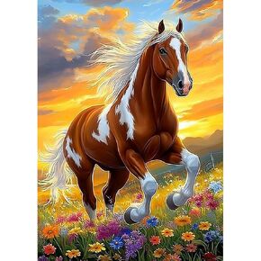 CEOVR Horse Diamond Art Kits for Adults, Horse Running 5D DIY Full Drill Diamond Painting Dots Gem Art, Adult Crafts Kits Arts and Crafts, Wall Decor for Home Office 12x16inch